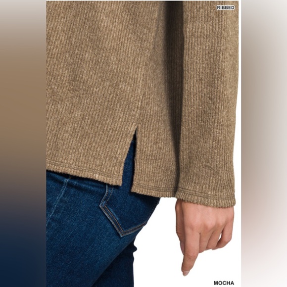 NWT Zenana RIBBED V-NECK DROP SHOULDER TOP - Picture 4 of 4